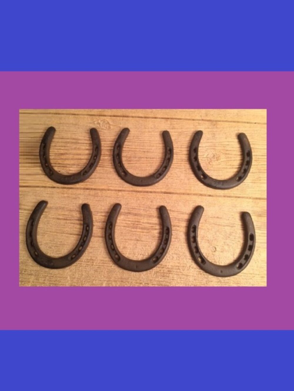 Set of Six (6) 5" tall Horseshoes Rustic Cast Iron Set of Six (6) 05208